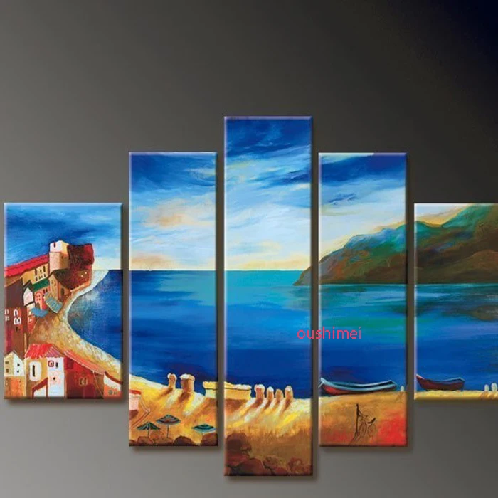 

Handmade Mediterranean Picture On Canvas Landscape Oil Painting Handpainted Living Room Wall Decor Pictures Artwork Seascape