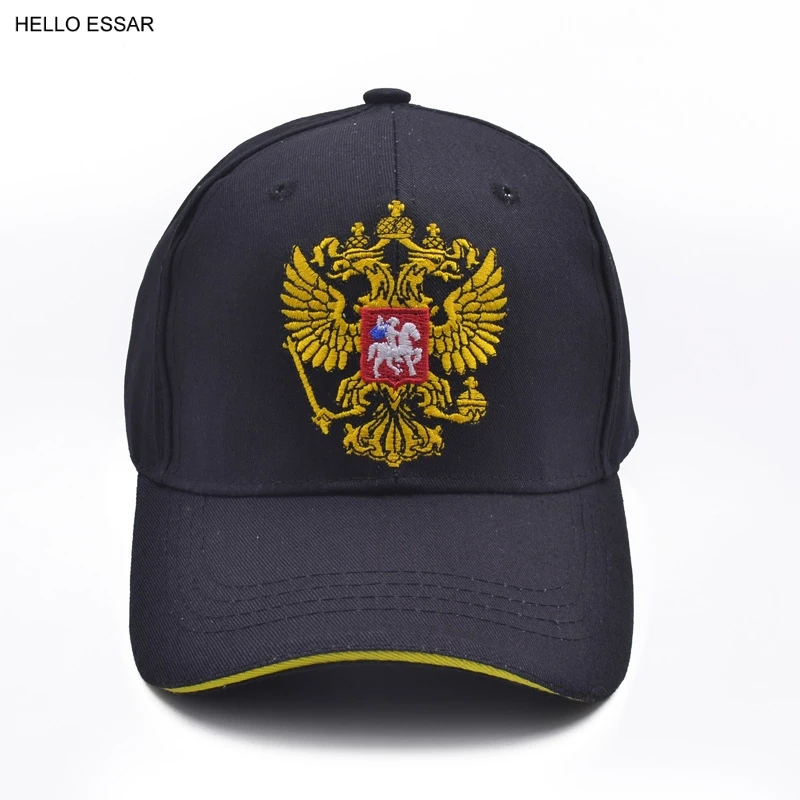 New Women Gold Color Double-headed Eagle Pattern Baseball Hat Russian emblem Hot Men Best Outdoor Sports Baseball Cap CP1040