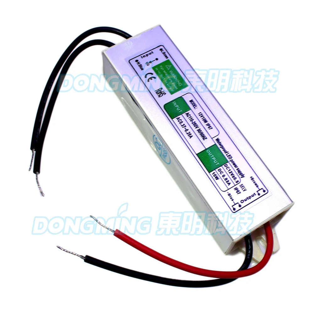 2pcs AC110-240V 10W led driver power supply 0.83A DC 12V led power adapter for led strip waterproof electricity transformer