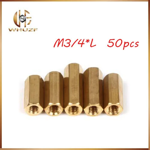 m4 spacer pillar 50Pcs M3 M4 Double-pass Studs Copper Pillars Through-holes Standoff Screw Spacers Isolation Spacing Screw