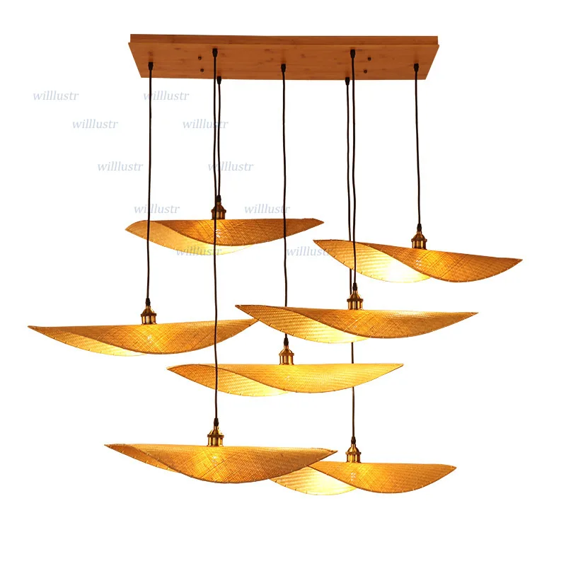 Handmade Bamboo Pendant Light Zen Creative Wood Suspension Lamp Hotel Bistro Restaurant Teahouse Chinese Style Hanging Lighting