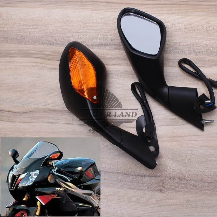 For 2004-2008 Aprilia RSV1000 RSV 1000 Pair Motorcycle Rearview Side LED Turn Signal Mirrors 2004 2005 2006 2007 2008 BLACK