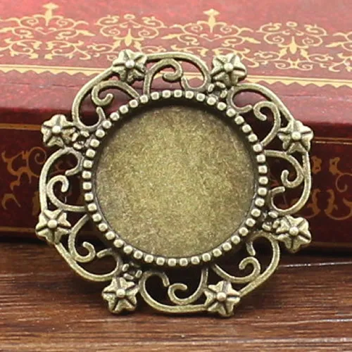 30 sztuk/partia stop brąz Tone Cameo/szkło/Cabochon ramka ustawienia ramki, DIY akcesoria wisiorek 26x26mm (pasuje do 14.5x14.5mm) K02344
