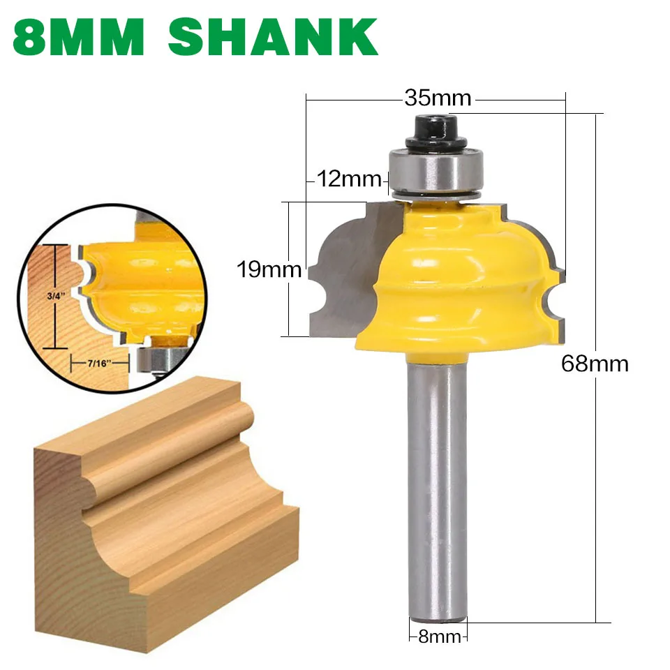 1PC Architectural Molding Router Bit - 1/2" Shank 12mm 8mmshank Line knife Woodworking cutter Tenon Cutter for Woodworking Tools