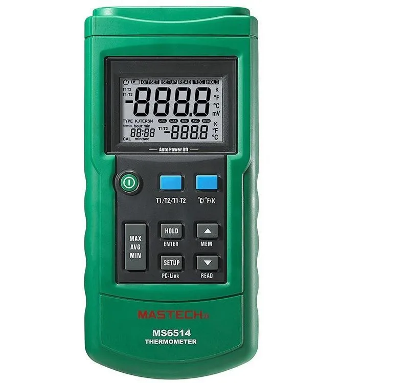 

FAST ARRIVAL MASTECH MS6514 Dual Channel Digital Thermometer Temperature Logger Tester USB Interface K-type thermocouple