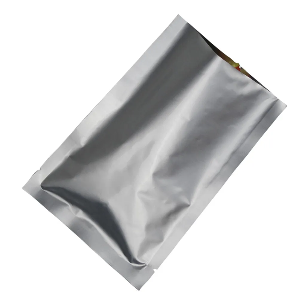 16*24cm 50Pcs/Lot High Quality Heat Seal Pure Silver Aluminium Foil Top Open Pouches Mylar Vacuum Food Tea Candy Storage Bags