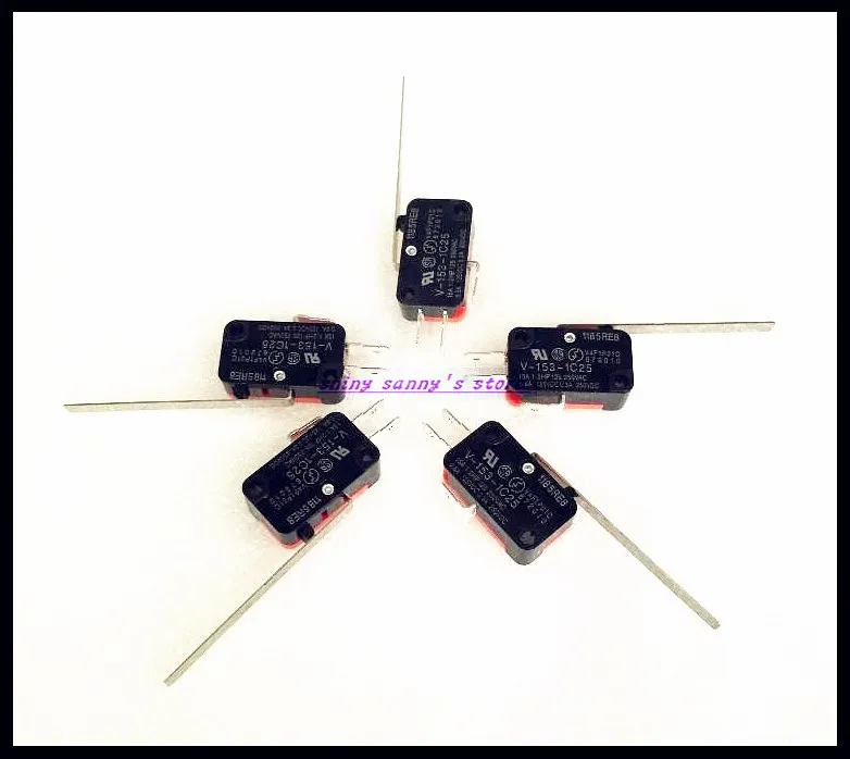 20pcs/Lot V-153-1C25 Micro Limit Switch Long Hinge Lever Arm 15A 250VAC SPDT NO NC Snap Action Brand New