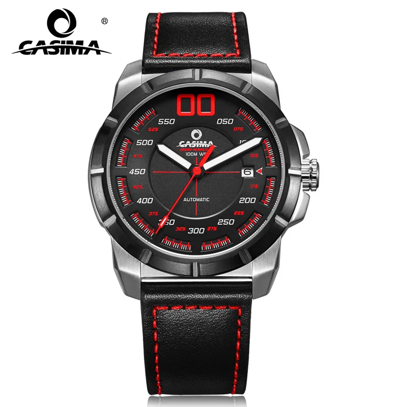 CASIMA Luxury Sport Stainless Steel Leather Straps Automatic Mechanical Watches Waterproof for Men with Date 6911