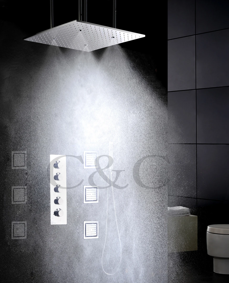 

Atomizing And Rainfall Bath Shower Faucet Set 20 Inch Two Functions Shower Head And Massage Spray