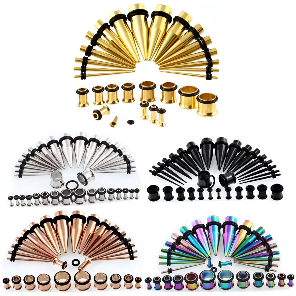 

36piece 316l Stainless Steel Ear Expander Piercing Taper & Plugs Tunnel Kit Stretcher Gauges Body Jewelry 14g--00g