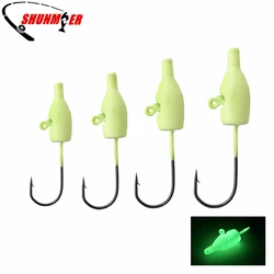 SUNMILE 5pcs Luminous Fishing Jig Head 1.4g 1.8g 2.6g 3.5g Barbed Hook Soft Lure Ice Jigging Hook Fishing Hooks