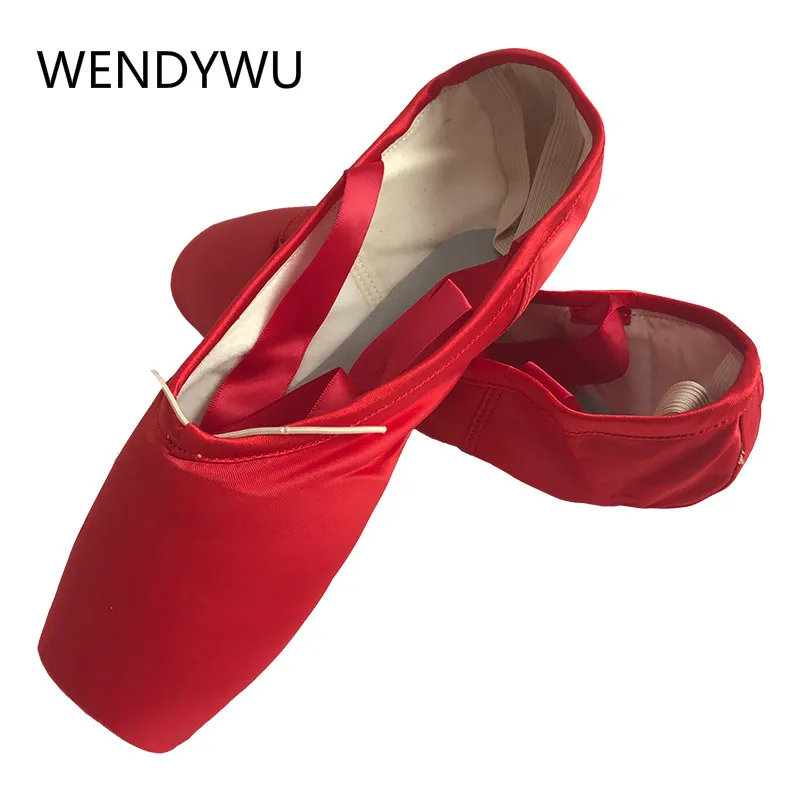 WENDY WU child and adult ballet pointe dance shoes ladies leather shoes professional Red Pink Black ballet pointe dance shoes