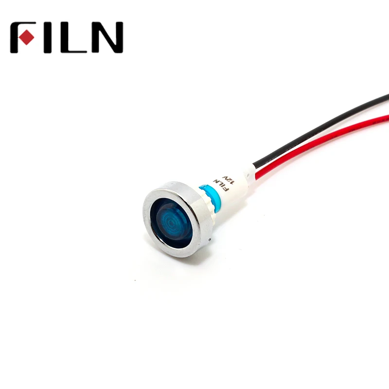 FILN FL1P-10NW-1 10mm red yellow blue green white 12v 220v 24v led  plastic indicatorl signal light pilot lamp with 20cm cable