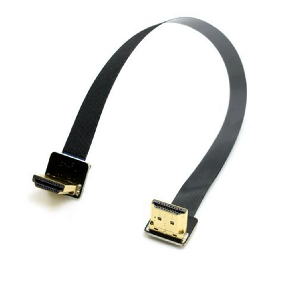 0.2M FPV Up Angled 90 Degree HD-compatible Male to Male HDTV FPC Flat Cable for Multicopter Aerial Photography 10CM 50CM