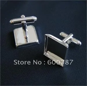 

10pcs Silver Plated Square France Cufflink Blanks Backs Settings For Cabochon Cameo Jewelry Findings Makings 16/18/20/25mm