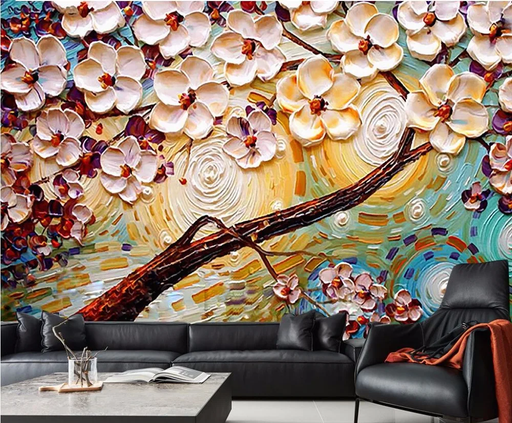 

beibehang Custom wallpaper home decoration murals living room bedroom huge white hair tree oil painting 3d wallpaper mural photo