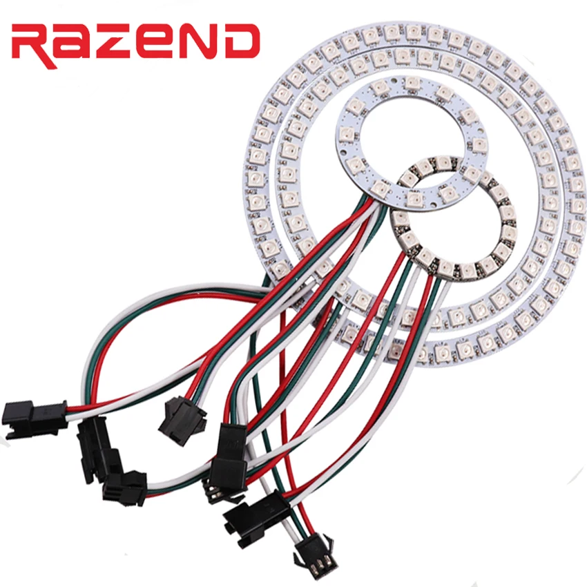 Addressable pixel WS2812B Ring 1 8 12 16 24 32 40 48 60 93 241 LEDs WS2812 SK6812 5050 RGB LED Ring WS2811 ic Built-in RGB  DC5V