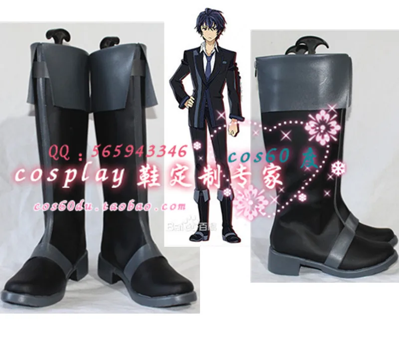 Anime Black Bullet Rentaro Satomi cosplay black PU shoes boots S008