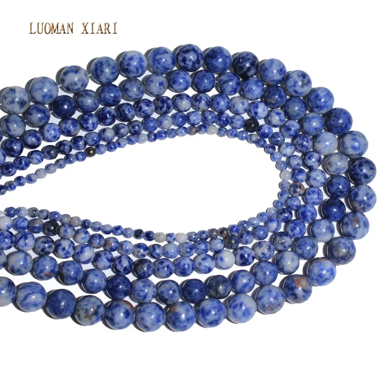 Dot Blue-vein Sodalite Natural Stone Beads For Jewelry Making For Diy  Bracelet Necklace 4mm 6mm 8mm 10mm 12mm Srrand 15''