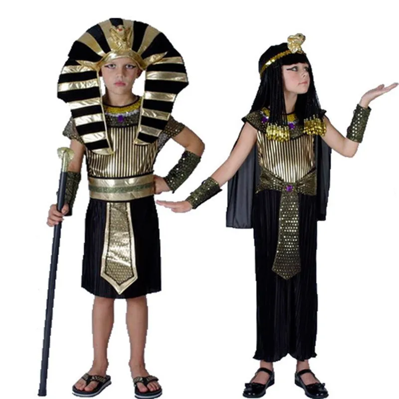 Halloween Cleopatra Ancient Egyptian Pharaoh Costume Cosplay Graduation Dresses Kids Girls Boys Children Costumes