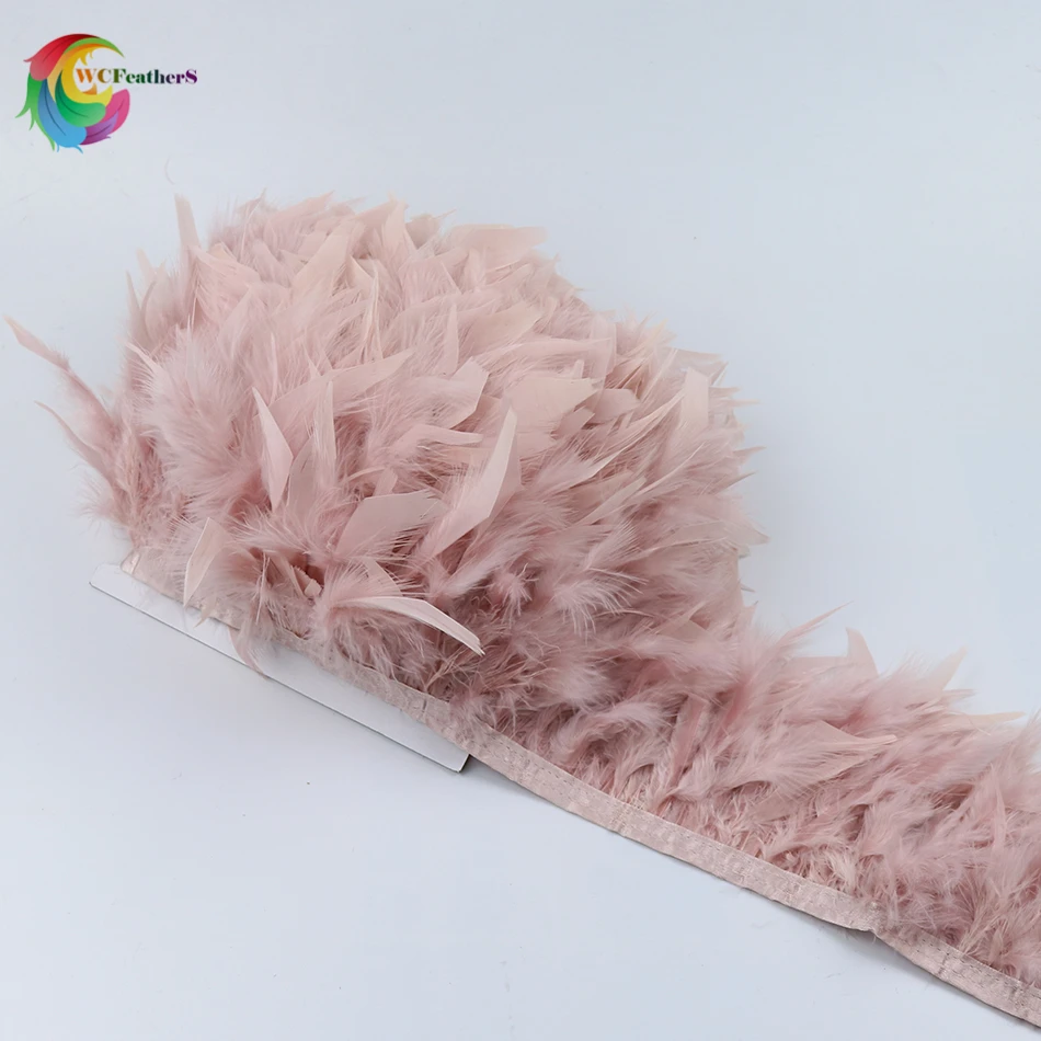 Wholesale 2yards Turkey Feather Trim Fringe 4-6inch Leather Pink Chandelle Marabou Feathers For Skirt Dress Decoration Crafts