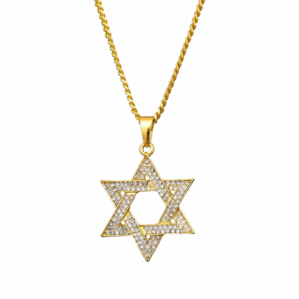 Jewish Magen Star of David Necklace Men/Women Bat Mitzvah Gift Israel Judaica Hebrew Jewelry Hanukkah Pendant Gold Color N1046D