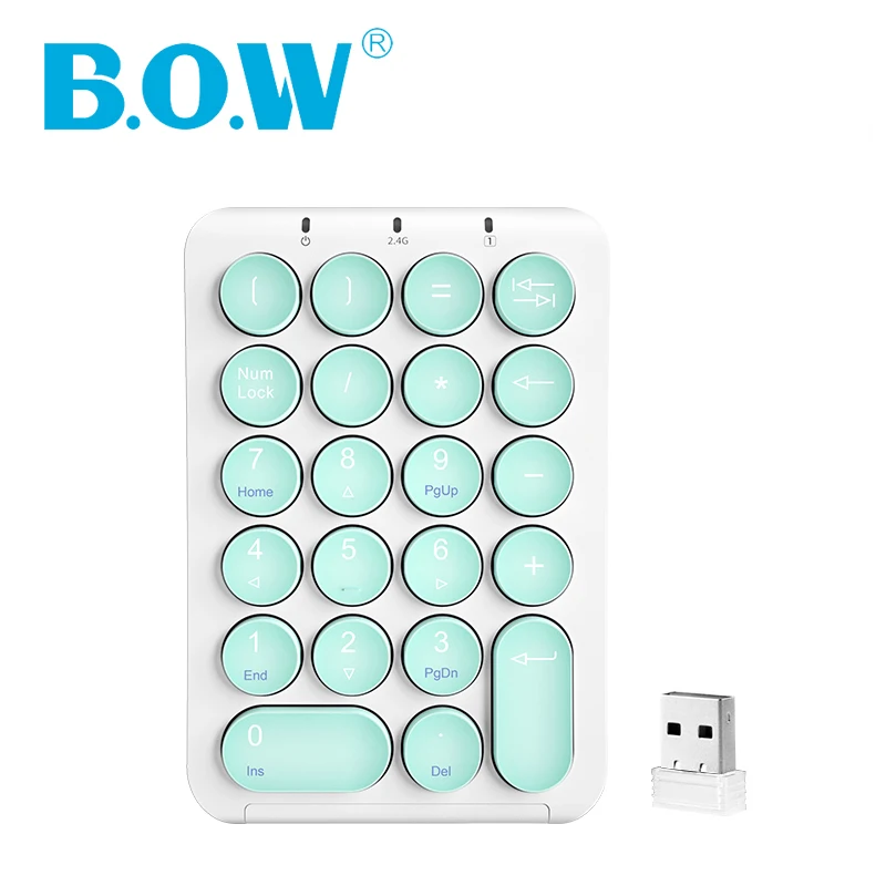 

B.O.W Wireless Numeric Keypad 2.4Ghz , 22 Keys Mini Financial Accounting USB Charging Numeric Keypad for Laptop/PC/Surface pro