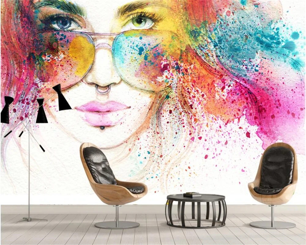 

Beibehang Custom wallpaper mural watercolor painting red lips beauty background wall murals wallpaper for walls 3 d papel parede