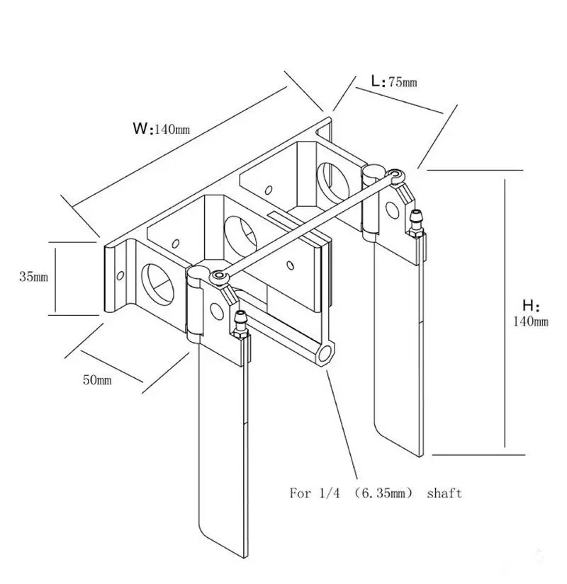 Podwójny ster ze stopu CNC z rozpórką 140mm dla wału 1/4 '6.35mm zdalnie sterowana łódka RC łodzi gazowej