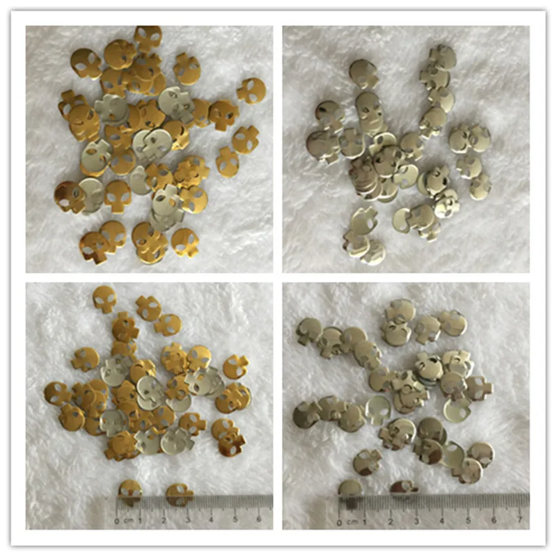 10*12MM 200pcs Silver/Gold Hot-Fix Rhinestuds 3D Aluminum Skull Metal Studs Spikes Decoration Clothes Rhinestone