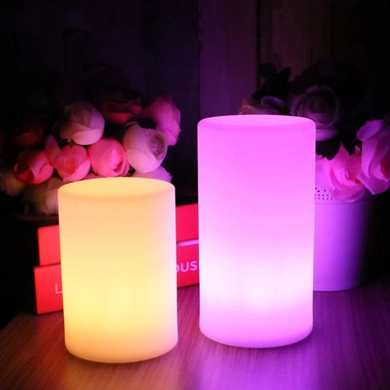 Romantic LED Night Light Cylinder Lamp Rechargeable RGB 16 Color Remote Control Indoor Outdoor Home Lighting Creative Table Lamp