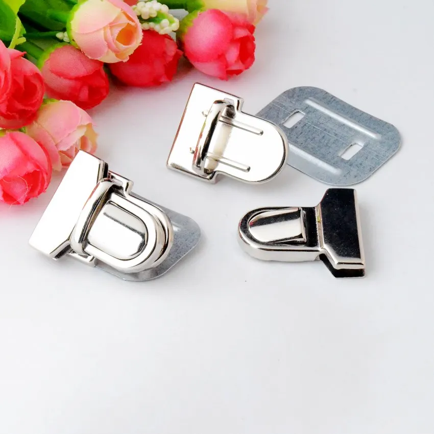 

Free Shipping-10 Sets Silver Tone Trunk Lock Handbag Bag Accessories Purse Snap Clasps/ Closure Locks 33x29mm J2851