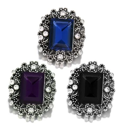 New KZ1480 Beauty Square Rhinestone pattern 18MM snap buttons fit snap bracelet jewelry wholesale