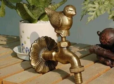 Decorative outdoor faucet rural animal shape garden Bibcock with antique bronze sparrow bird Pigeon tap for washing machine NEW