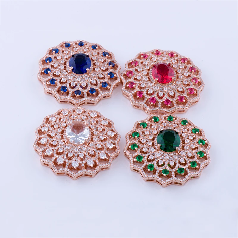 Micro Pave Colorful Cubic Zirconia Brass Jewelry Connectors Round Necklace Pendants For Women Handmade Pearls Necklace Making