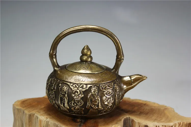 Antique bronze Pure Copper Old Brass Dragon turtle copper pot ornaments kettle teapot bronze decorative men art collection