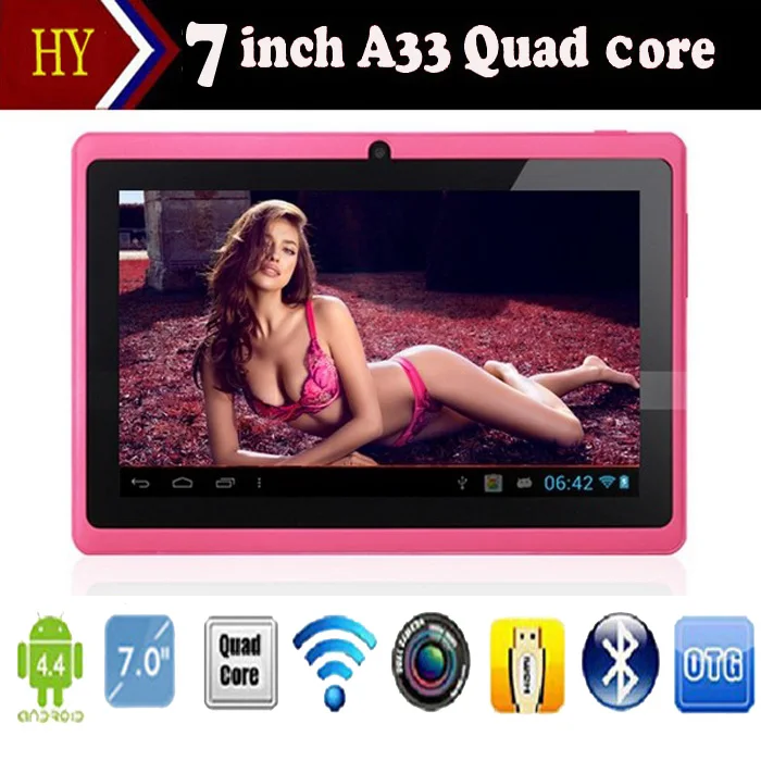 Tablette PC de 7 pouces Q88 Allwinner Quad Core A33, Android 4.4, 2800mAh, 512M 8G, 9 couleurs, appareil photo pour touristes, 10 pièces/lot, livraison gratuite