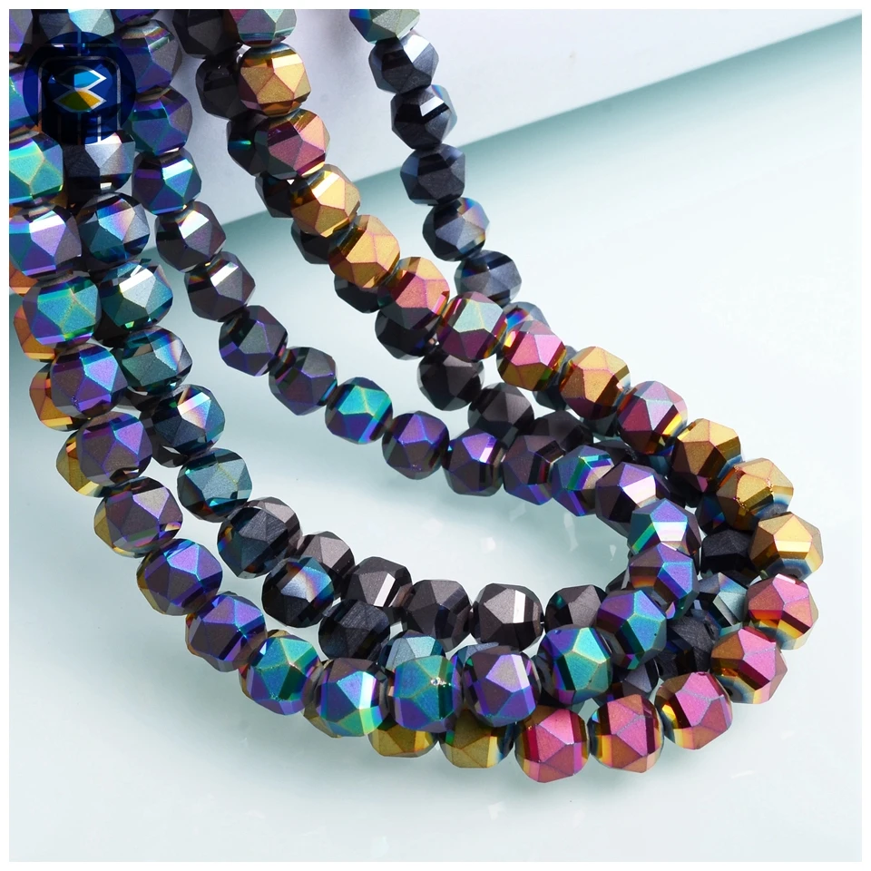 JuleeCrystal Triangle Faceted Round Beads 8mm 30PCS Glass Beads Colorful Matte Crystal Loose Beads for DIY Making