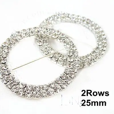 

Le Baiser 25mm Crystal Rhinestone Buckle Diamante Crystal Slider TwoRow Round Circle Wedding Invitation card Decoration