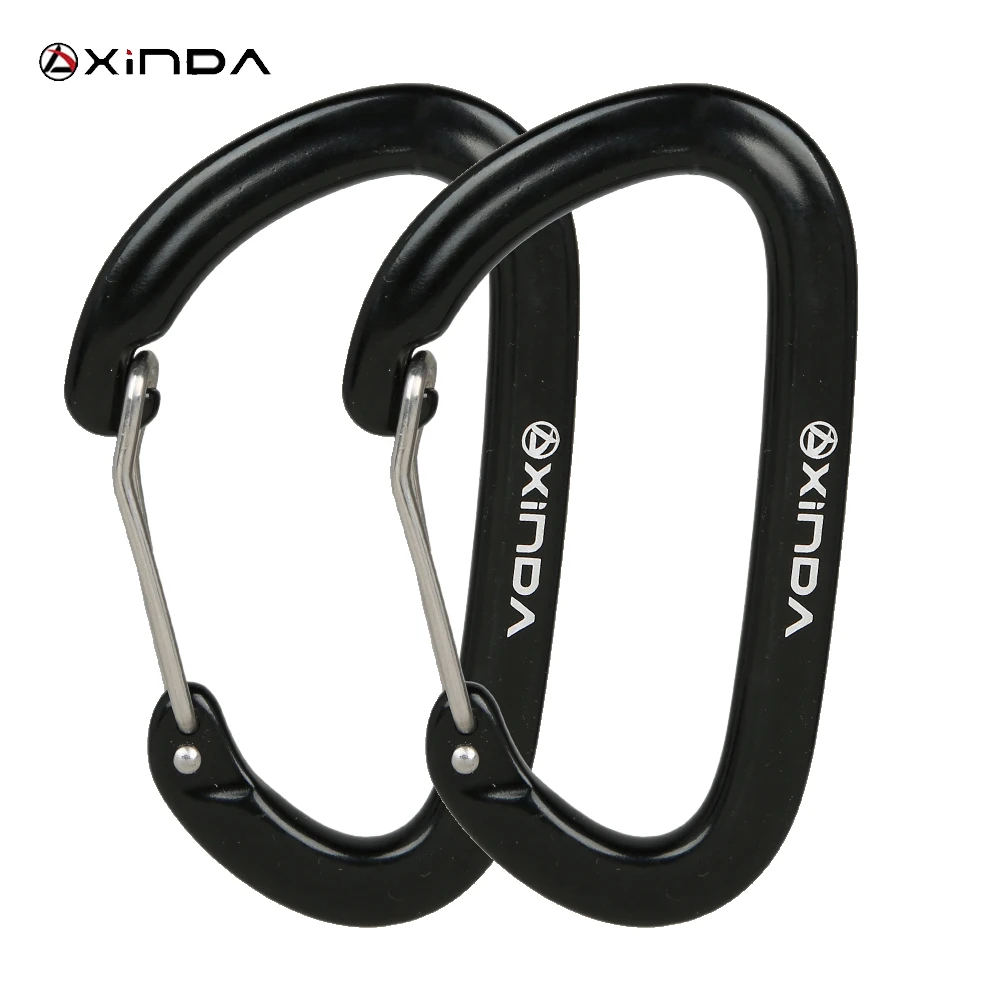 XINDA 16kN Rock Climbing Carabiner Clip D-Shape Screw Gate Lock Aluminum Alloy Keychain Outdoor Equipment