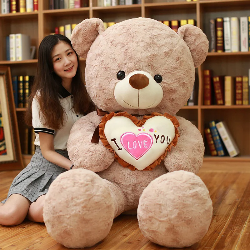 1pc I Love You Teddy Bear Large Stuffed Plush Toy Holding LOVE Heart Soft Gift for Valentine Day Birthday Girls' Xmas Brinquedos