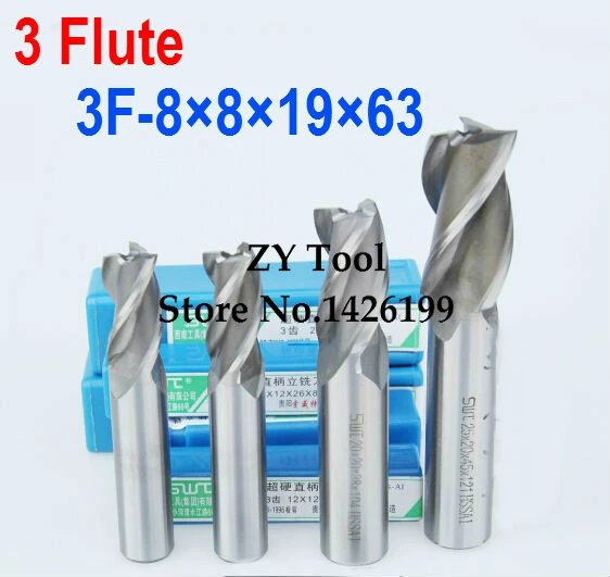 10 pcs/set 8.0MM 3 Flute HSS & Aluminium End Mill Cutter CNC Bit Milling Machinery tools Cutting tools.Lathe Tool