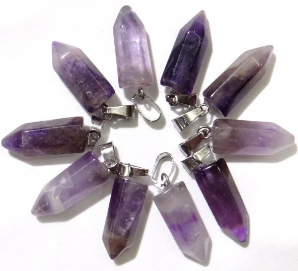 Natural Gem stone amethysts Rose Quartz  tiger eye Unakite Mix pillar charms chakra Pendant for Diy jewelry making necklace 12pc