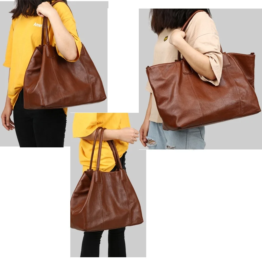 Fashion Large Handbag Women Soft Genuine Leather Shoulder Bags Luxury Simple design Composite Bag Female Casual Shopping Tote