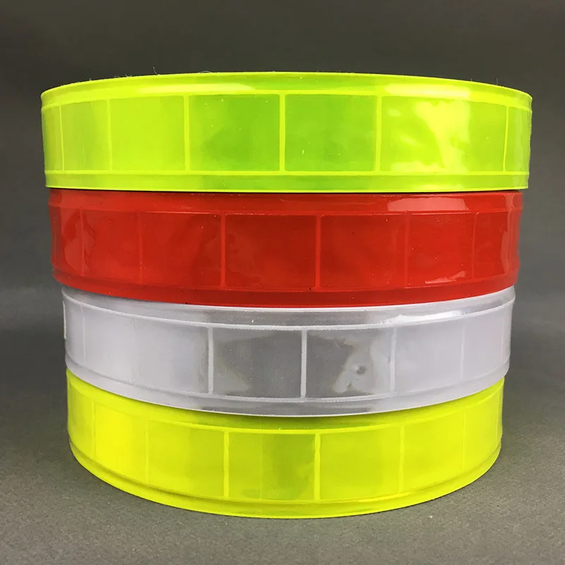 2.5cm*50M High visibility Fluorescent PVC Strip Night Reflective Safety Warning Tape Sewing Material for Clothing Bag