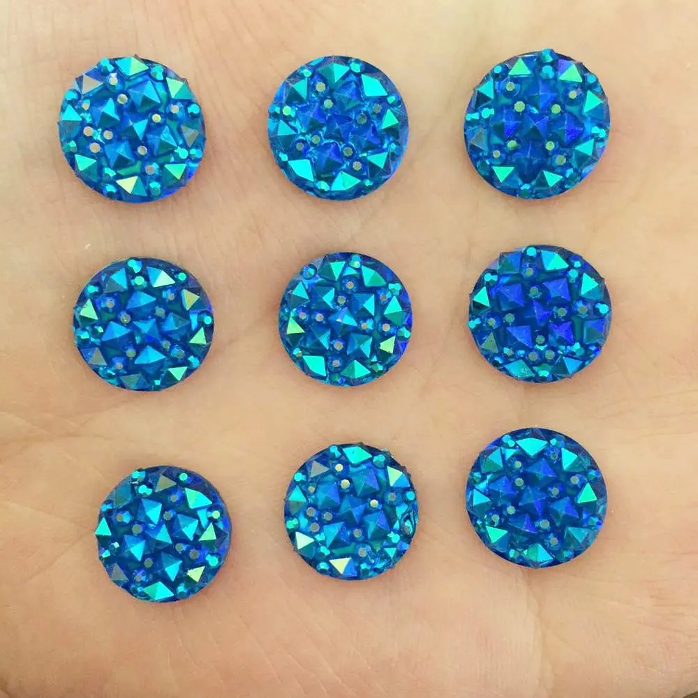 80PCS AB Resin shiny 12mm Round Flatback Rhinestone children scrapbook  DIY Ornaments Wedding applique SC36*2