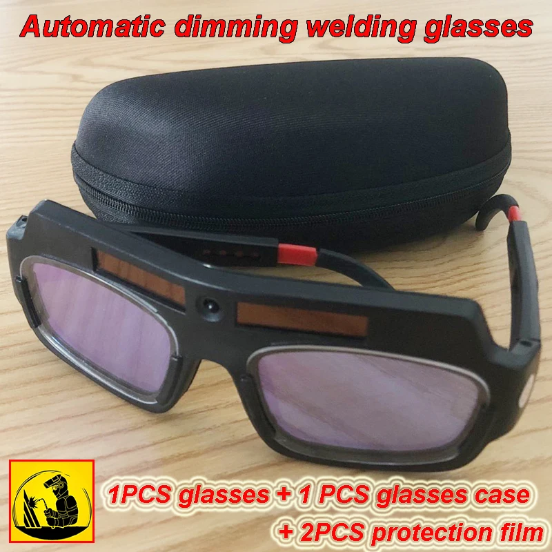 TX-012 Solar energy Automatic dimming Welding glasses 1PCS glasses + 1 PCS glasses case + 2PCS protection film