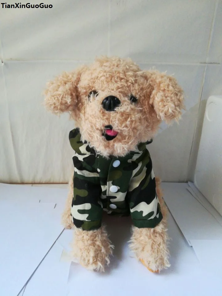 

new arrival cartoon brown ted dog about 35cm Camouflage cloth ted dog plush toy soft doll throw pillow birthday gift s1933