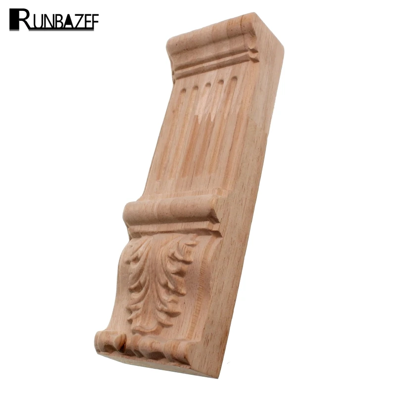 

RUNBAZEF Vintage Wood Carved Decal Corner Applique Decorate Frame Cabinet fireplace Door Furniture Decorative Wooden Figurines