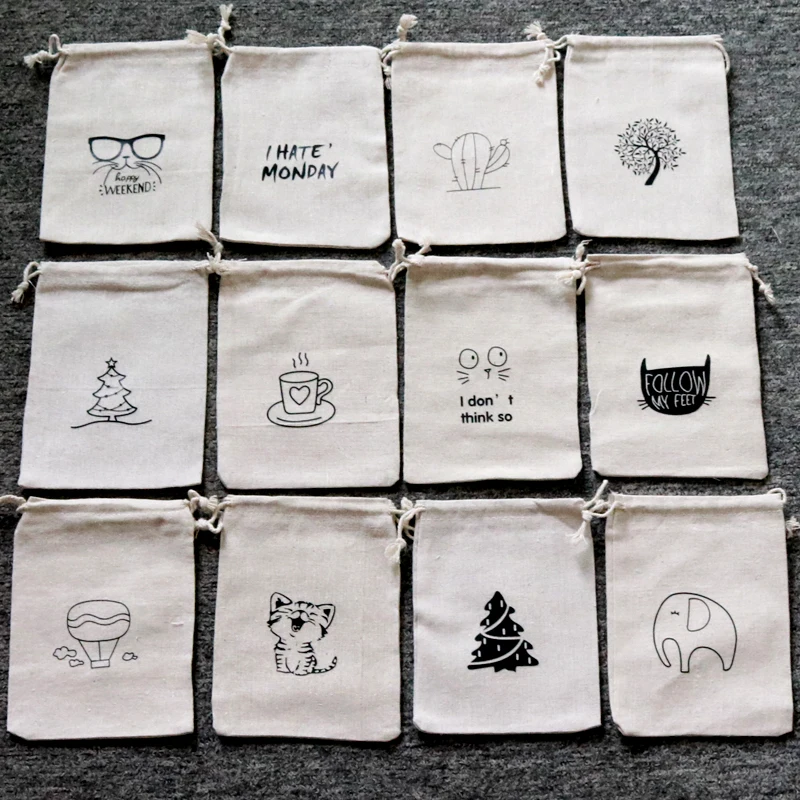 5pcs/lot Natural Cotton Bags 10x14cm Party Favors Linen Drawstring Gift Bag Muslin Pouch Jewelry Cosmetics Gifts Packaging Bags